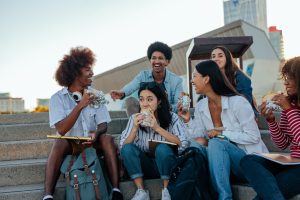 University students on lunch break.