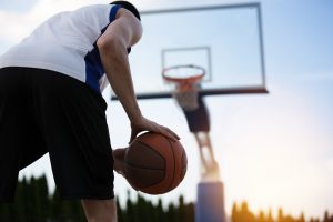 Basketball player training on the court. concept about basketbal